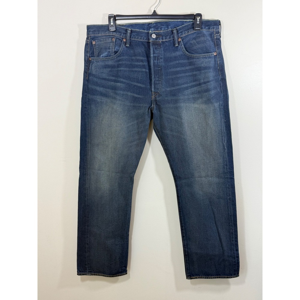 Levi's 501 Men's Jeans 38x30 Blue Straight Leg Button Fly Distressed Denim